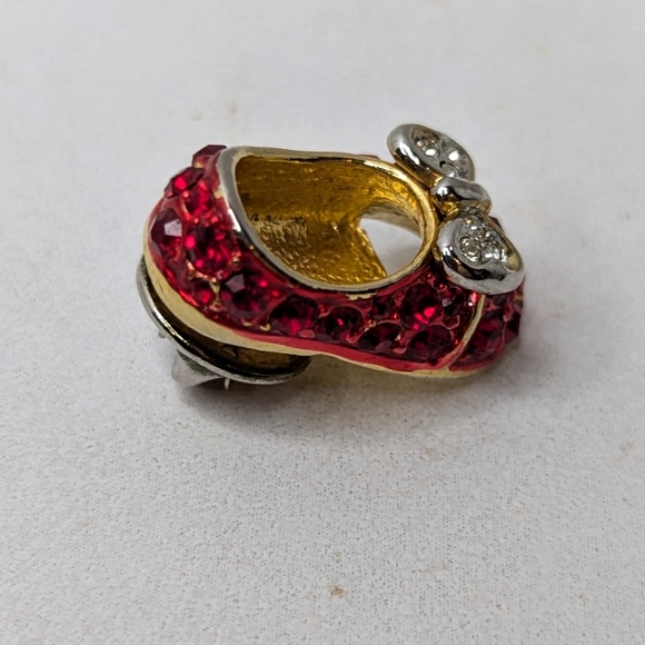 2 Vintage Wizard of Oz Red Ruby Slippers Rhinestone Jewelry Pieces - Picture 4 of 11